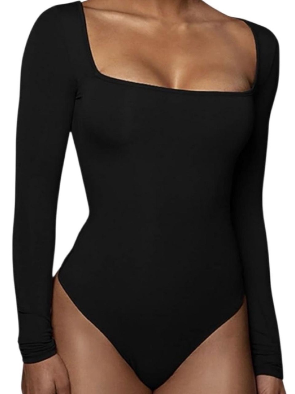 Topshop Black Square Neck Long Sleeve Bodysuit